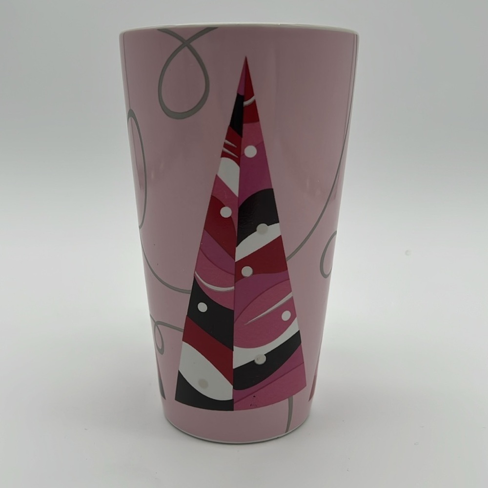 Starbucks Coffee 2004 Pink Holiday Christmas Tree Tall Ceramic Mug Cup - Picture 3 of 11